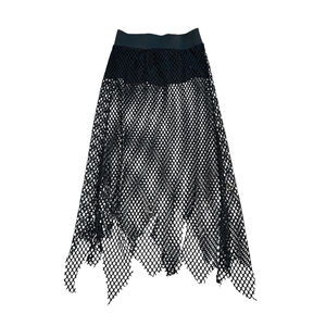 VTG OBJEX Black Fishnet Asymmetrical Skirt M-L